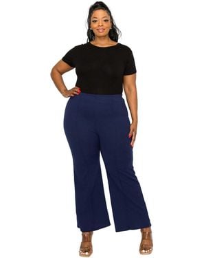 L I V D Plus Size Blake Pintuck Pants - Blue