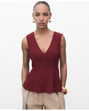 Mango Lyocell Peplum Top - Red