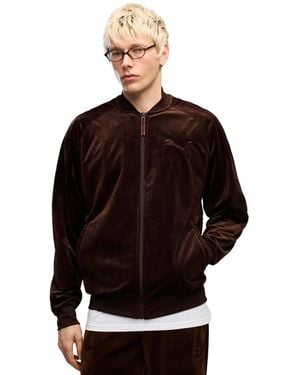 PUMA Relaxed Velour Full Zip Track Jacket - Black