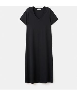 Mango Cotton Long Nightgown - Black