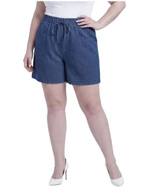 Standards & Practices Plus Size High-rise Pocketed Pull-on Shorts - Blue