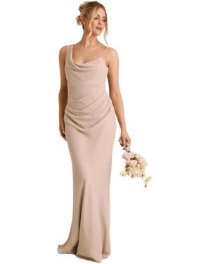 Six Stories Cowl Front Chiffon Bridesmaid Dress - Natural