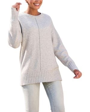 Lascana Oversized Crewneck Longline Sweater - Gray