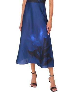 Vince Camuto Placement-print Pull-on Midi Skirt - Blue
