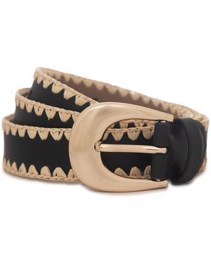 Michael Kors Michael Raffia Leather Belt - Black