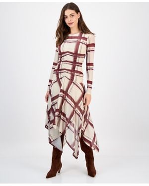 Rachel Roy Jendice Mesh Plaid Print Midi Dress - Pink