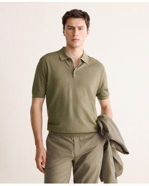 Mango Fine Cable-knit Polo Shirt - Green