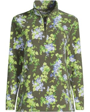 Lands' End Petite Anyweather Fleece Quarter Zip Pullover - Green