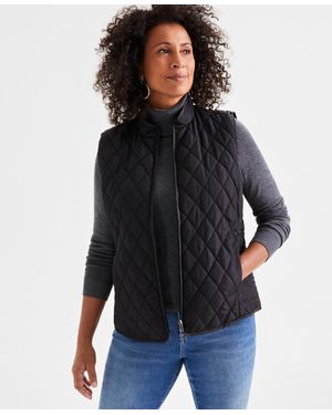 Style & Co. Quilted Mock-neck Vest - Black
