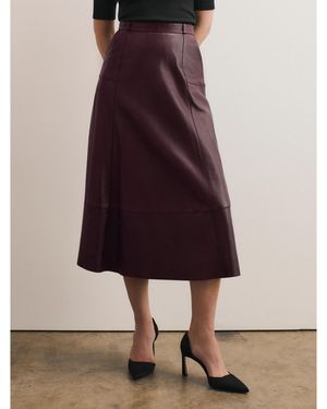 The Fold Andalo Leather Skirt - Red