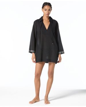 MICHAEL Michael Kors V-neck Cover Up Shirt - Black