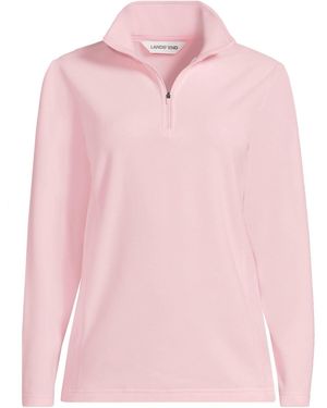 Lands' End Plus Size Anyweather Fleece Quarter Zip Pullover - Pink