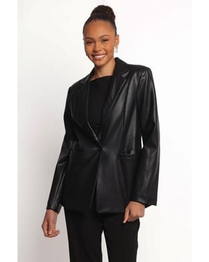 Petal & Pup Jamie Faux Leather Blazer - Black