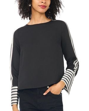 Vince Camuto Contrast-trim Long-sleeve Top - Gray