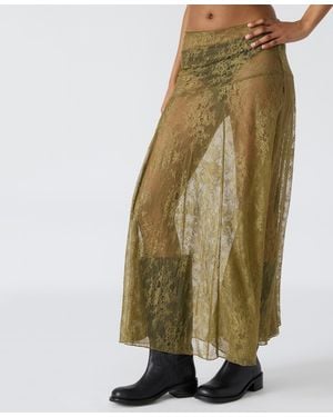 Steve Madden Veera Sheer Lace Maxi Skirt - Green