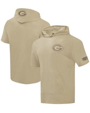 Pro Standard Pro Sdard Green Bay Packers Neutrals Capsule Short Sleeve Pullover Hoodie - Natural