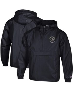 Champion Florida State Seminoles Packable Hooded Windbreaker Half-zip Jacket - Blue