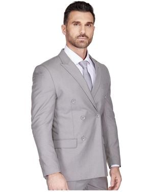 Gino Vitale Slim Fit 2-piece Double Breasted Suit - Gray