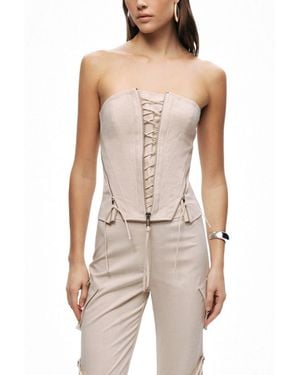 Nocturne Strapless Lace-up Bustier - Natural
