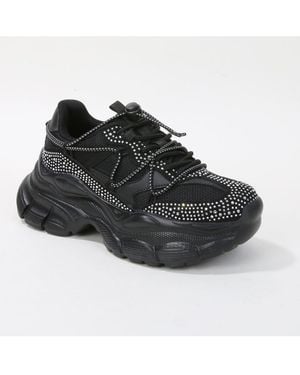 BERNESS Rosa Rhinestone Mesh Sneakers - Black