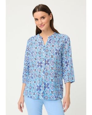 Olsen Panneaux Tile Print Tunic Shirt - Blue