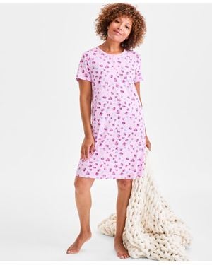 Charter Club Cotton Printed Henley Sleepshirt - Red