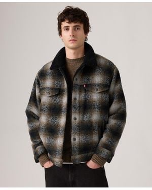 Levi's Relaxed Fit Plaid Sherpa Trucker Jacket - Black