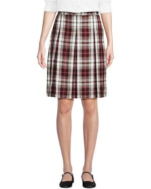 Lands' End Plaid Box Pleat Skirt Top Of The Knee - Red