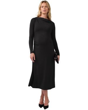 Ingrid & Isabel Ingrid + Isabel Maternity Long-sleeve Mock-neck Ruched Midi Dress - Black