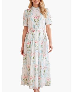 Needle & Thread Floral Ribbon Cotton Short Sleeve Dress - White