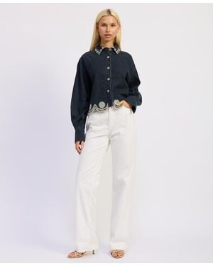 En Saison Natalia Button Front Top - Blue