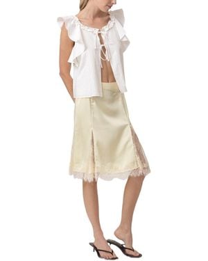Line & Dot Emel Lace Godet Midi Skirt - Natural