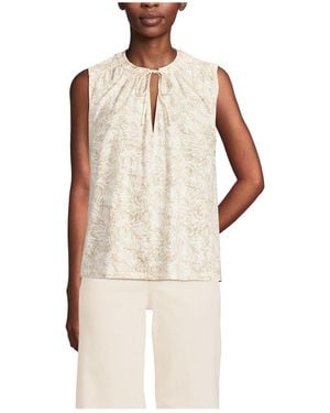 Lands' End Linen Blend Notch Neck Swing Tank Top - Natural