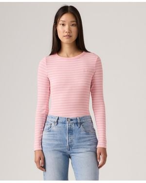 Levi's Hayes Clara Strip Long Sleeve Top - Red