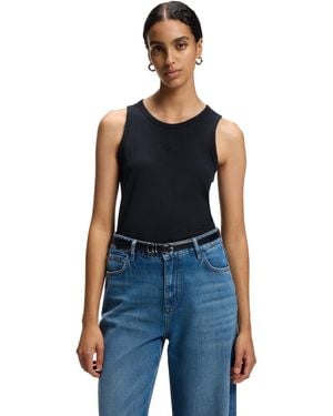 BOSS Boss By Slim-fit Crewneck Cotton-modal Blend Tank Top - Blue