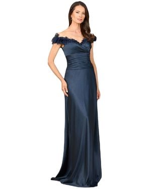 Lara Off Shoulder Satin Gown - Blue