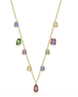 Swarovski Gold-tone Plated Colored Crystals Necklace - Metallic