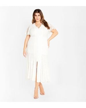 City Chic Plus Size Christa Lace Dress - White