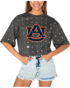 Gameday Couture Auburn Tigers Go Time Rhinestone Crop T-shirt - Gray