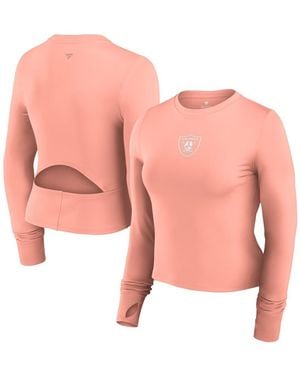 Fanatics Las Vegas Raiders Studio Fitted Long Sleeve Gym Top - Pink