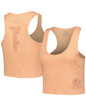 Pro Standard New York Yankees Neutral Fitted Racerback Tank Top - Natural