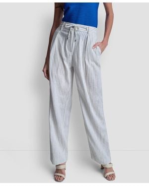 DKNY Striped Wide-leg Pants - Blue