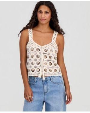 And Now This Now This Sequin Crochet Tank Macys Exclusive - Blue