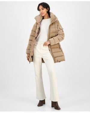 BCBGMAXAZRIA Hooded Puffer Coat - White