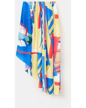 Mango Selection Asymmetrical Printed Skirt - Blue