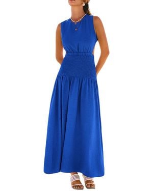 CUPSHE Crew Neck Pull-on Unlined Vacation Dress - Blue