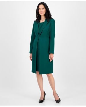 Le Suit Topper Jacket & Sleeveless Dress Suit Set - Green