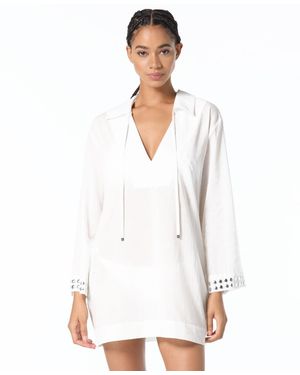 Michael Kors Michael V-neck Cover Up Shirt - White