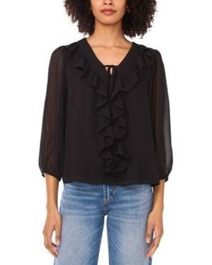 Vince Camuto Double Ruffle Tie V-neck Blouse - Yellow
