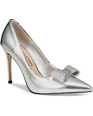 THINGS II COME Soho Luxurious Crystal Double Bow Pumps - White